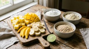 Lire la suite à propos de l’article Recette facile de crumble sans gluten aux fruits tropicaux