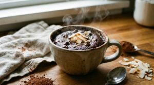Lire la suite à propos de l’article Recette Mug Cake Sans Gluten Choco-Coco | Prêt en 5 min