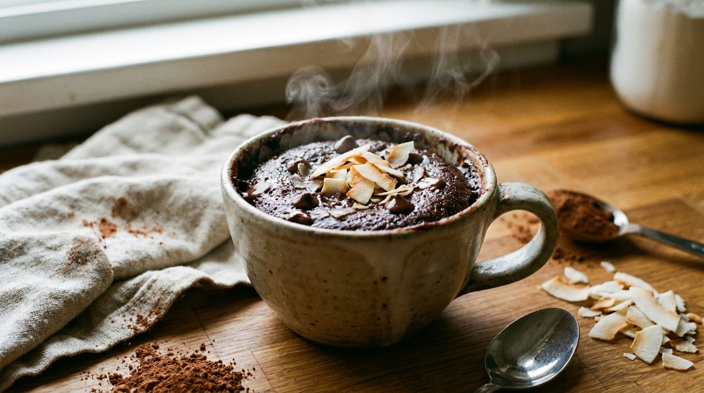 Lire la suite à propos de l’article Recette Mug Cake Sans Gluten Choco-Coco | Prêt en 5 min
