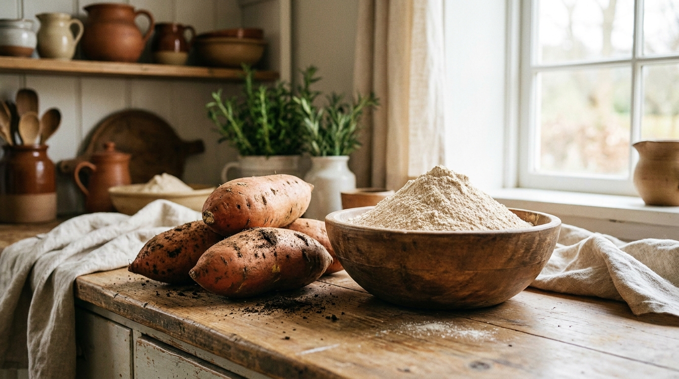 Lire la suite à propos de l’article Farine de patate douce bienfaits | Tout savoir sur ses atouts